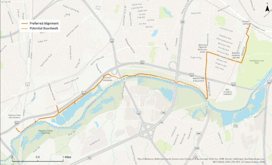 Image is of proposed alignment for this section of the PRG